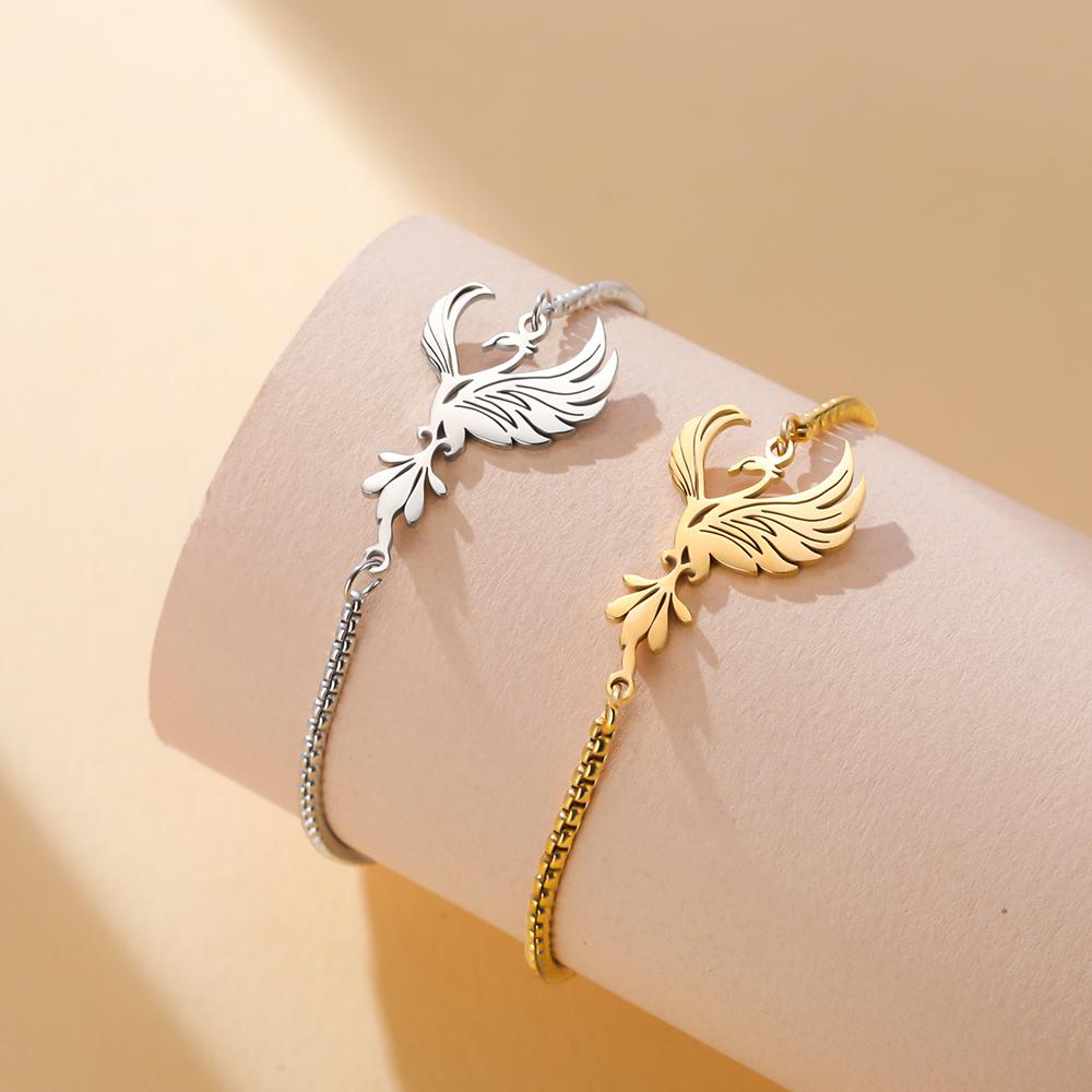 Bracciale Fenice Dawapara per Donna Uccello Mitico Braccialetti Ispirazionali Regalo di San Valentino Gioielli in Acciaio Inossidabile