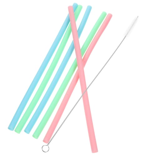 

OUNONA Long Silicone Straws, 30cm, Set of 6, with Cleaning Brush, Colorful and Stylish, Replacement for Water Bottles, Juice Bottles, Plastic Bottles,