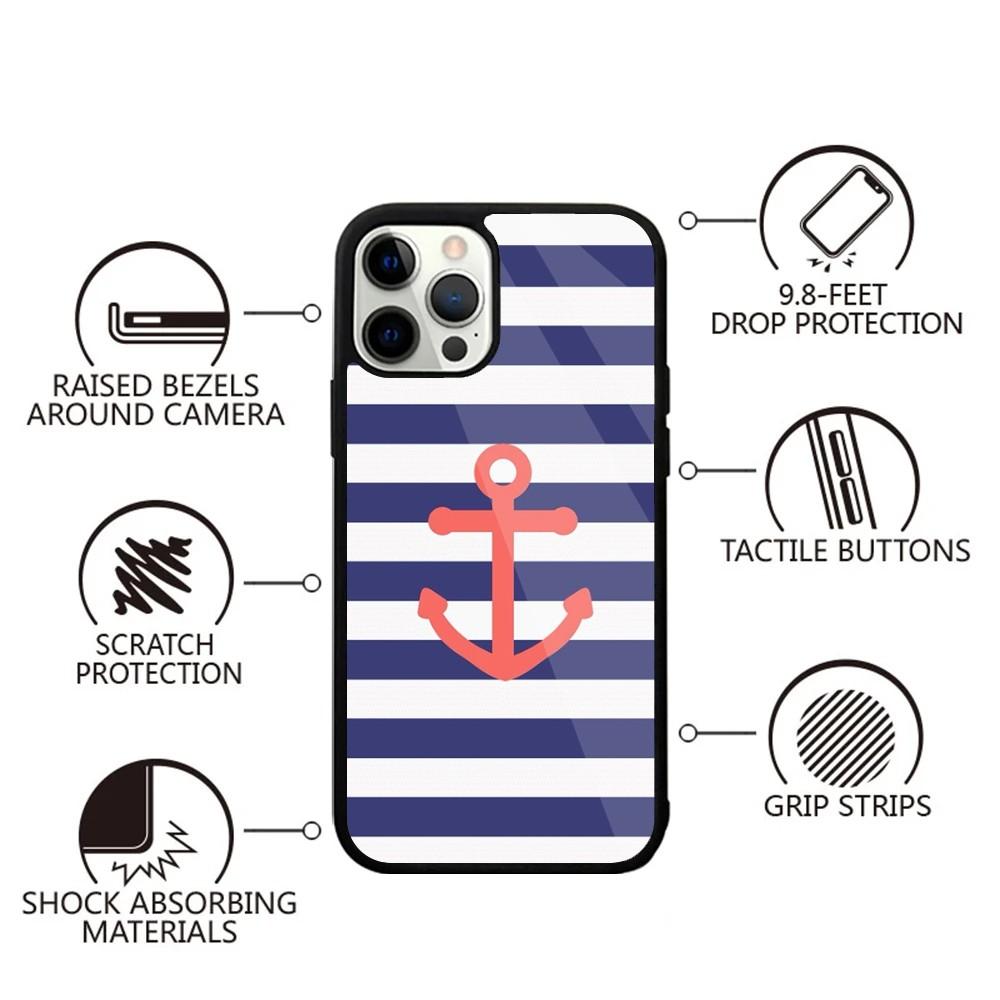 Anchor Compass Nautical Sailor Phone Case For iPhone 15,14,13,12,11,Plus,Pro,Max Mini Magsafe Magnetic Wireless Charging