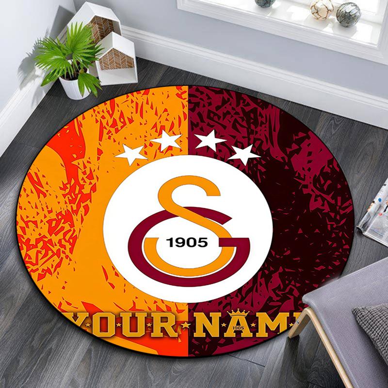 Custom Name,Galatasaray SK pattern round rug,Carpet Rug for Living Room Bedroom Playroom ,Non-slip Floor Mat,Holiday Gifts and Birthday Gifts.