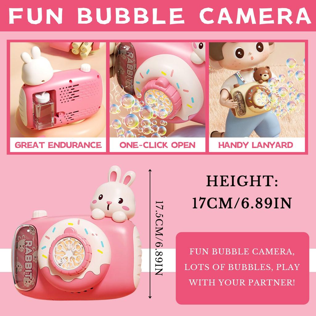 Children's Handheld Bubble Machine Camera Lighting Effect Bubble Machine Fully Automatic Bubble Machine (2 * 30ml Bubble Solution)