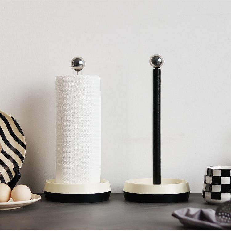 Nordický vertikální držák na kuchyňské utěrky a ubrousky - Bezvrtací úložný regál na jídelní stůl a ručníky.