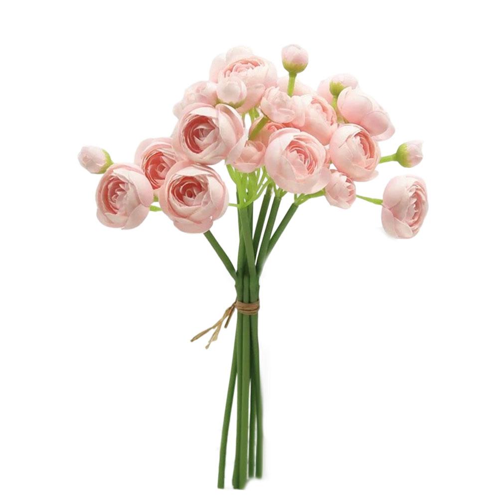 Ranunculus Faux Flower Set 24 Pcs Artificial Silk-Like Blooms for Vase Arrangements Home Decor Wedding Centerpieces and Styling