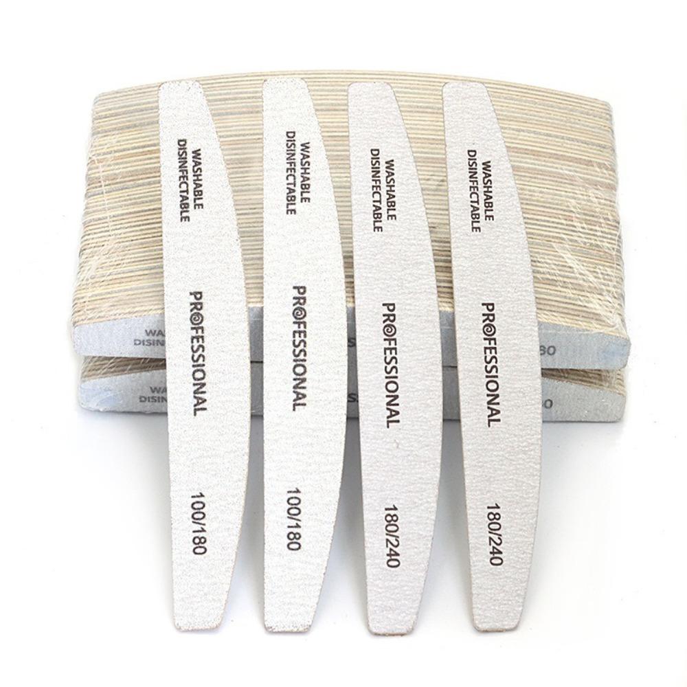 10pcs Sandpaper Block Professional Emery Board Grey Boat Shape Manicure Buffer for Nail Care