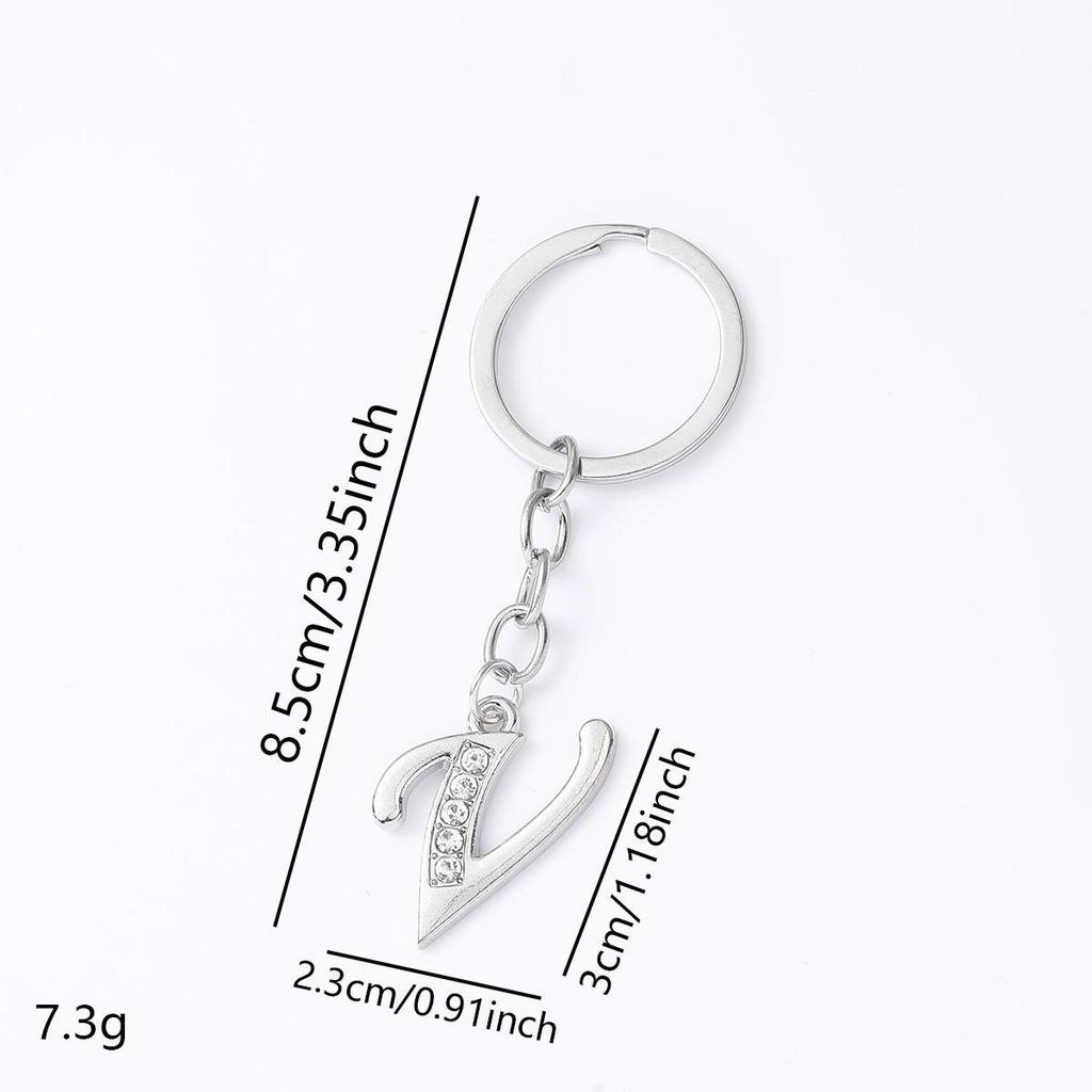 Creative Rhinestone Initials Metal Keychain – Korean Style Car Keyring Party Gift.