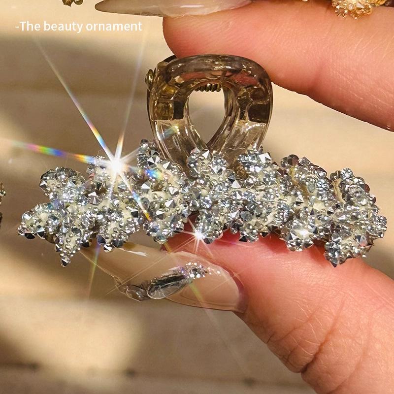 Neue Strasssteine Blattförmige Haarklammer Kleine Größe Kristall Weizen Haifischkieferklemme für starken Halt Dutt Frauen Mädchen Tägliche Anwendung Kopfschmuck