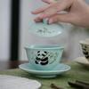 Chinese Style Panda Ceramic Cover Bowl Cup Kung Fu Tea Set Restaurant Home Brewing Tea Bowl Single High End Gift Giving Ceramic Tea Set
