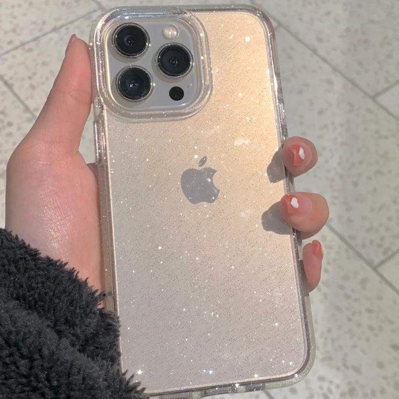 Premium Fine Flash Compatible with Apple 16promax Phone Case Transparent Iphone15 Protective Case 14 Simple 13