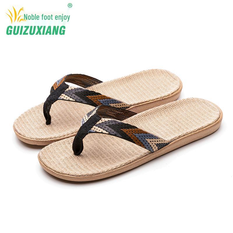 Protiskluzové lněné žabky: Stylové domácí pantofle pro páry