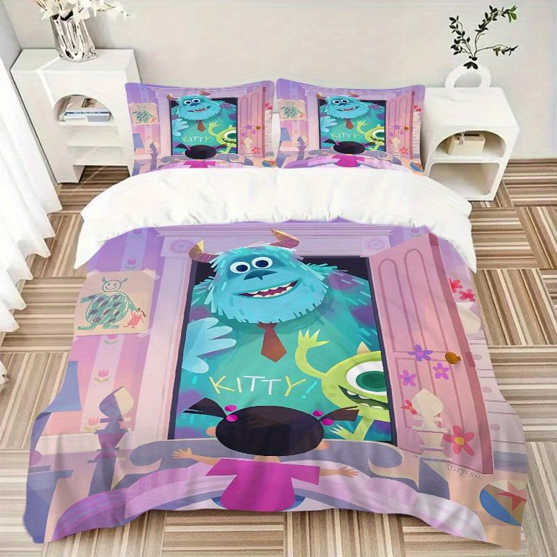 3pcs set Monsters University1pc of quilt cover+2pcs of pillowcase, no core, print bedding, All Seasons Bedroom Setting056