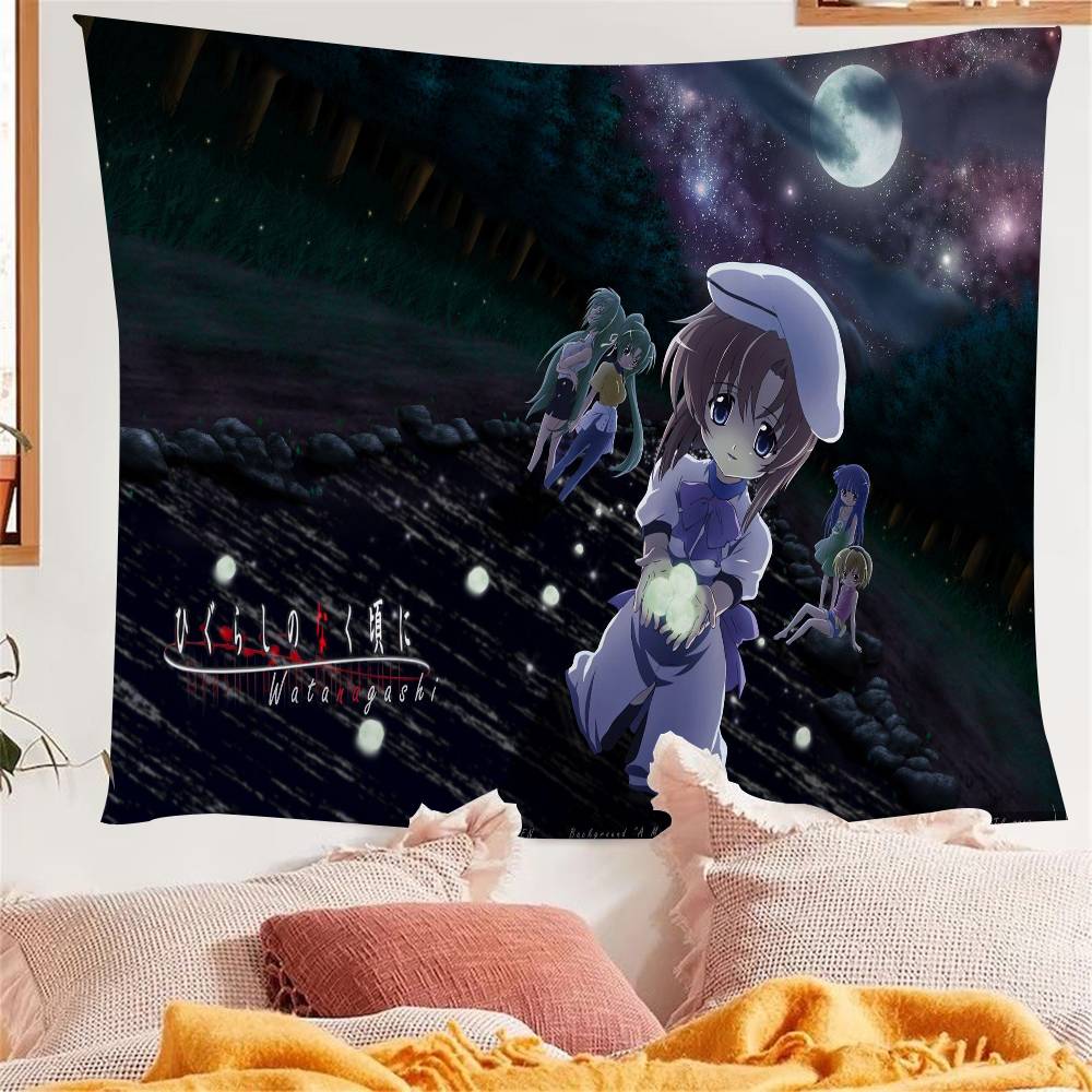 1PC Anime HHigurashi When They Cry Cartoon Tapestry Wall Hanging Decoration Household Home Decor