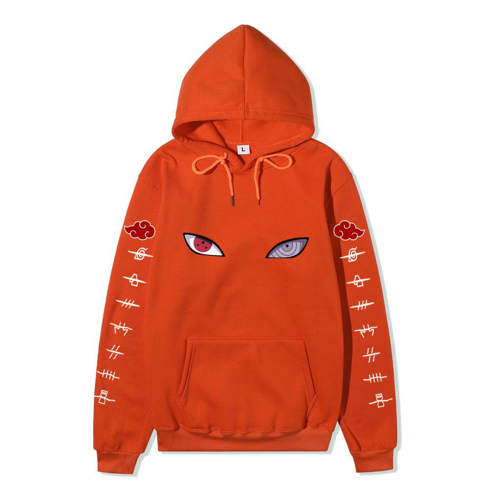 Unisex Naruto Sharingan Rinnegan Eyes Fleece Hoodie, Akatsuki Anime Graphic Pullover Long Sleeve Sweatshirt