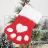 1PC Christmas Stockings, Contemporary Dog Paw Design, Polyester Hanging Socks for Xmas Decorations, Festive Candy Bags