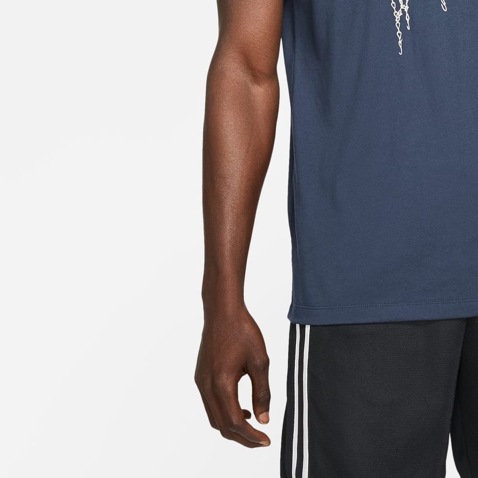 Nike T Shirts Men's Obsidian Color Crew Neck Moderate DD9344-451
