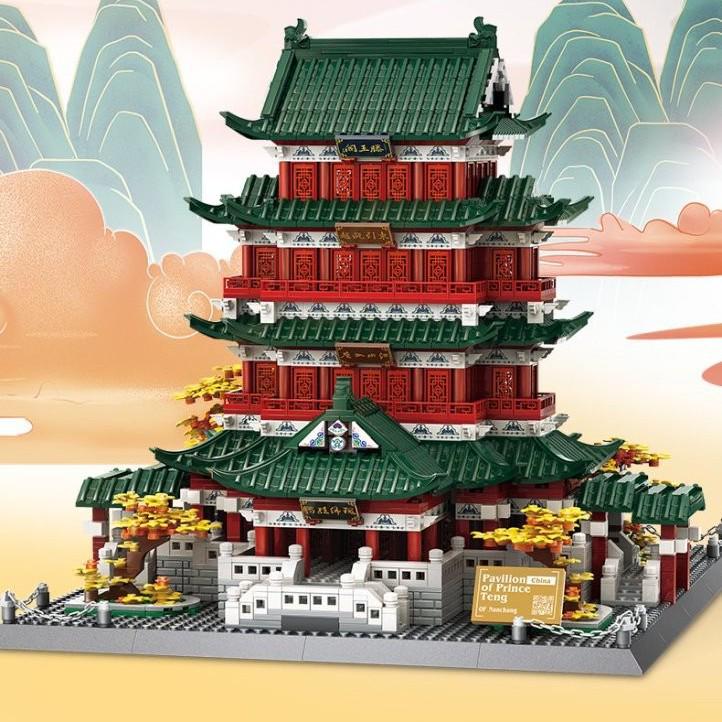 Wange Bricks 7212 Chinese Tengwang Pavilion Building Set Toy for Kids