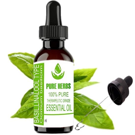 

Pure Herbs Basil linalool Type (Ocimum basilicum ct. linalool) Pure & Natural Therapeutic Grade Essential Oil Plastic with Dropper 10ml