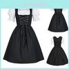 Encantador Vestido Medieval Renascentista Preto Feminino Com Mangas Bufantes Para Celebrações da Oktoberfest