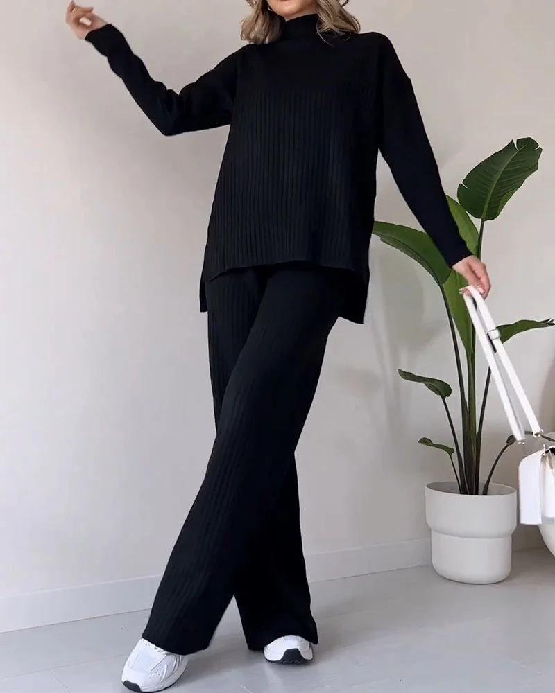 

2025 Autumn Plus Size Women s Solid Ribbed Square Neck Long Sleeve Top S темно-синього кольору