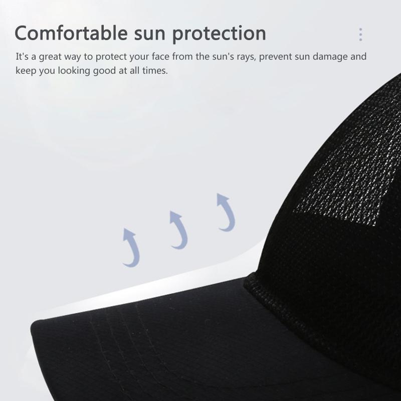 Breathable Mesh Cap Firm Rigorous Quick Dry UV Protection Sun Shade Cap for Camping Hiking Traveling Biking Men and Women Hats