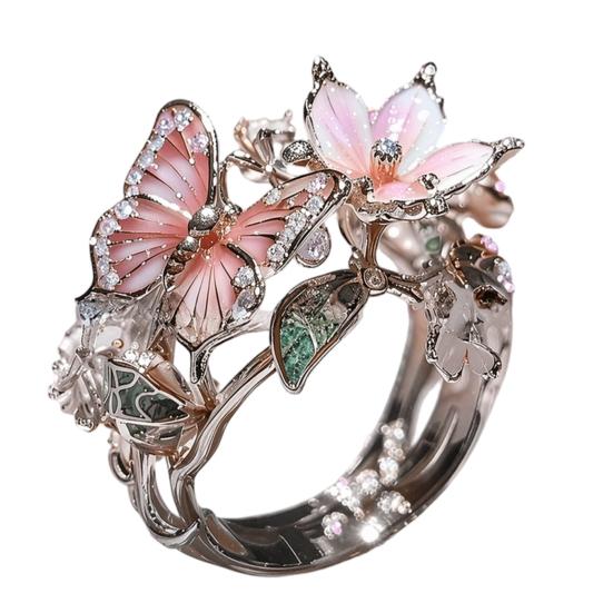 Flexibler Ring Leichte Legierung Fingerring Schmetterling Blumenform Verstellbare Öffnung Langlebig