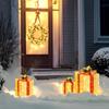 Christmas Gift Box Set, 3-Piece, 58 LED Lights, Gold, Indoor and Outdoor