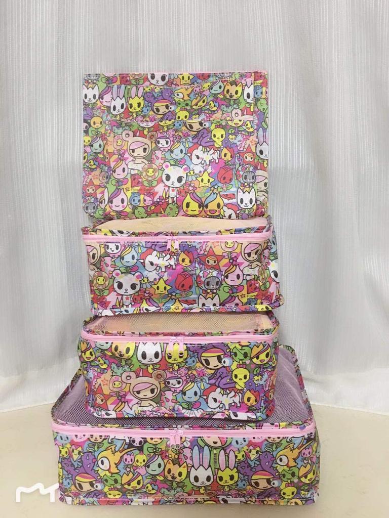 Cartoon Merlot Waterproof Cinnamon Pudding 6-Piece Travel Clothing Storage Set