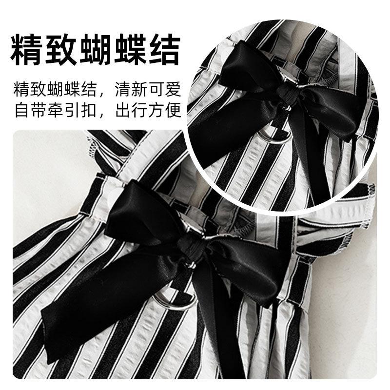 Spring Summer Dog Dress Hepburn Style Big Bow Traction Skirt Teddy Bigbear Small Dog Pet Clothes