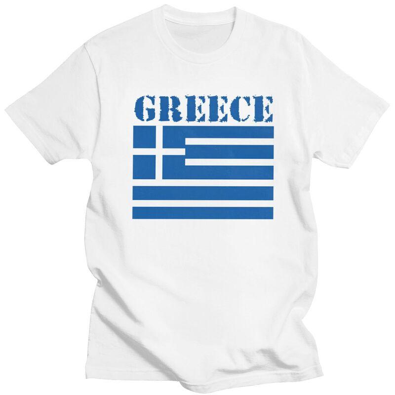 Individuelles Griechenland Flaggen T-Shirt für Herren Kurzarm T-Shirt Cooles T-Shirt Lockerer Schnitt Reines Baumwoll-T-Shirt Geschenkidee