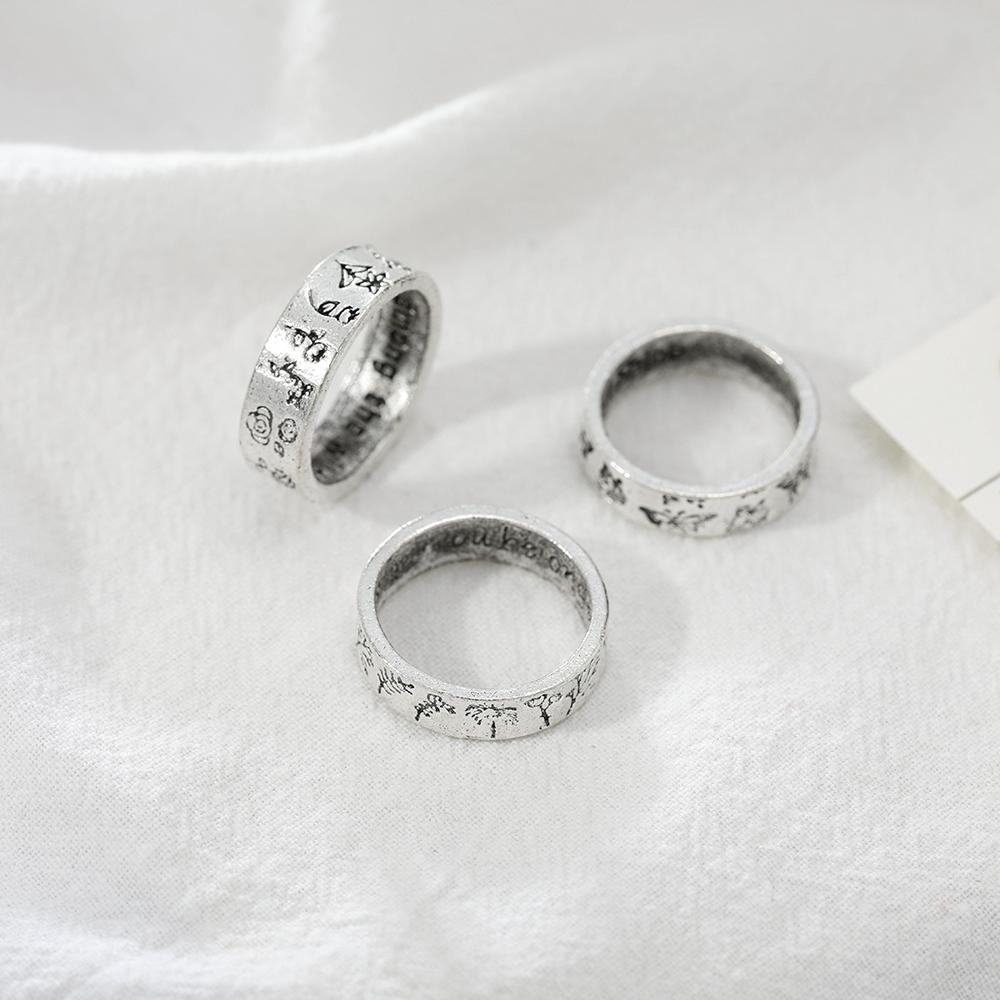 Bague Vintage En Métal Argenté émaillée - Bijou Ancien, Occasion
