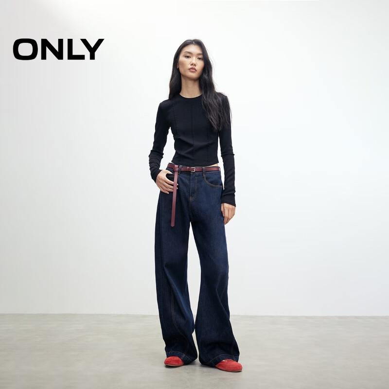 ONLY Women's Ribbed Seam Long Sleeve T-Shirt