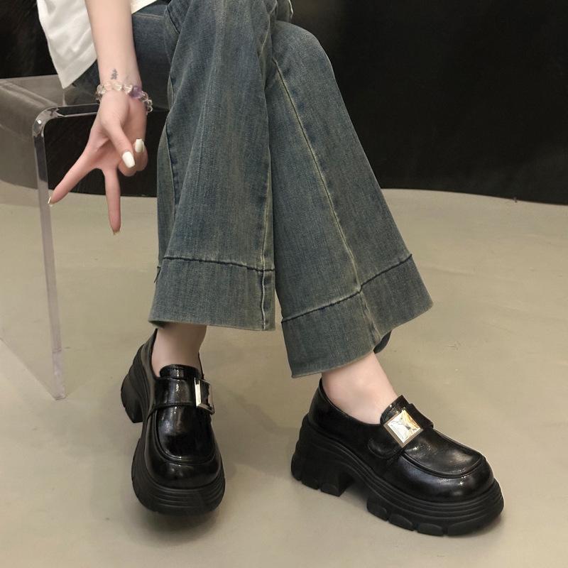 British Style Thick Heel Platform Mary Jane Shoes Velcro Small Leather Shoes JK Uniform Single Shoes 2025 Autumn New Women's Shoes