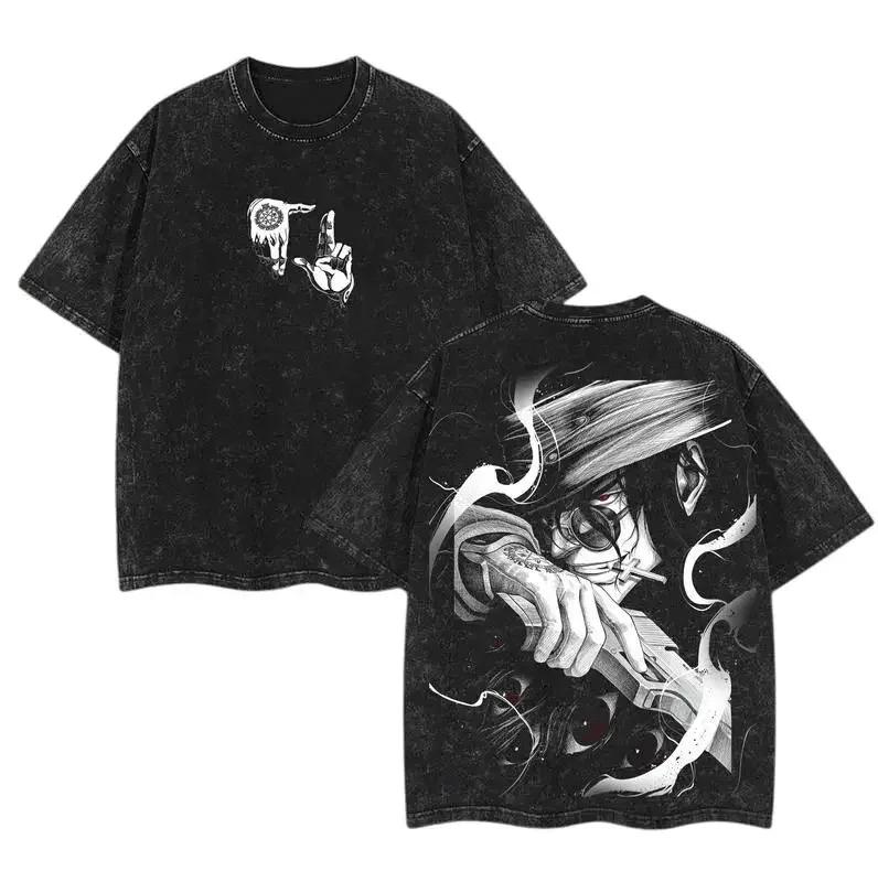 Manga Hellsing Graphic Printed T-shirt Oversized T Shirt Oversized Washed High Quality Oversized Unisex Washed Hot Product Tops