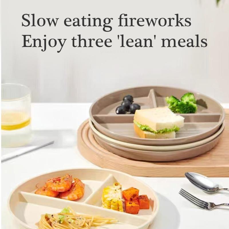 22cm Compartmentalized Plate Plastic Tableware Family Meal Plate for Kids and Adults Microwave and Dishwasher Safe