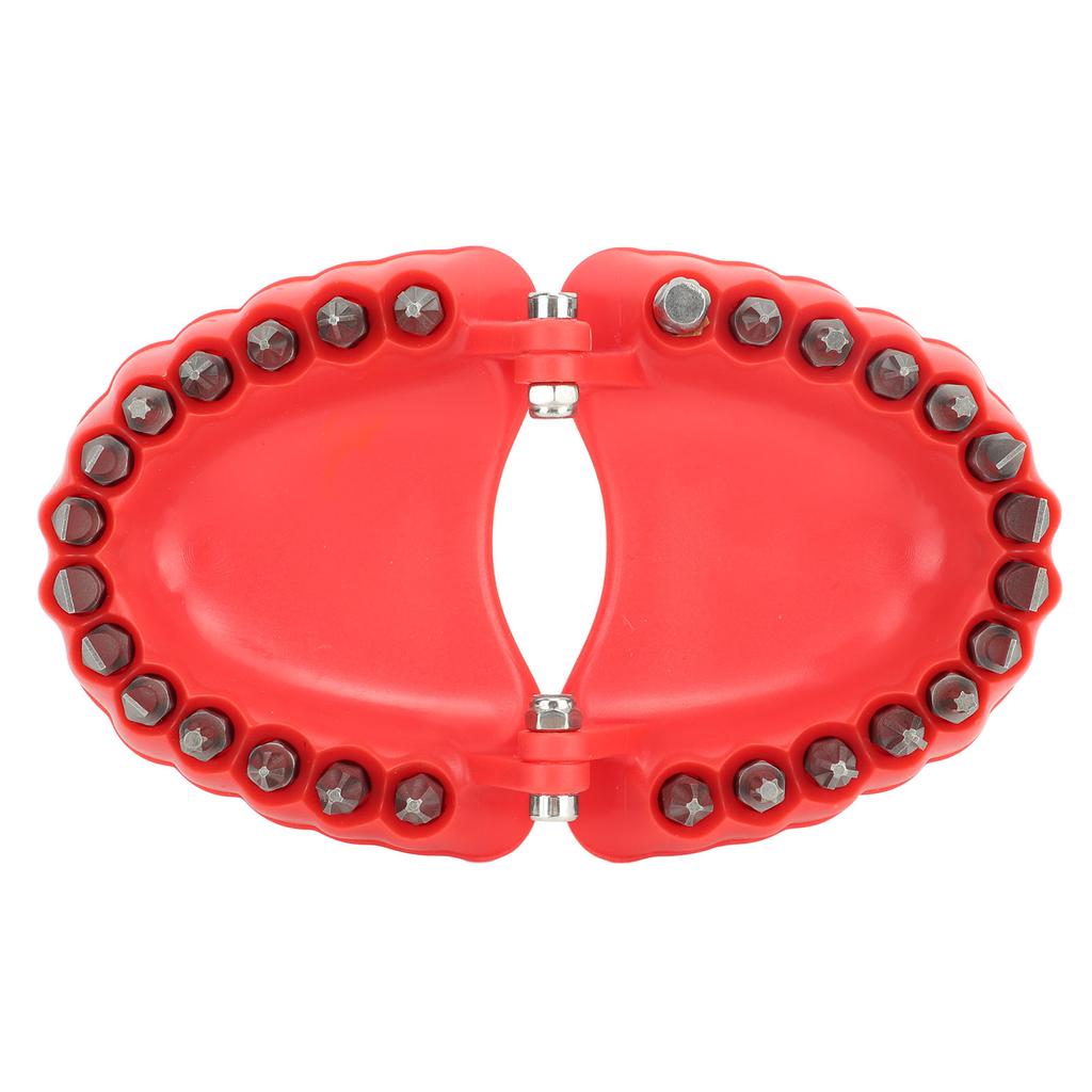 Denture Drill Bit Holder Denture Screwdriver Organizer 3D Sculpture Desk Decor 28 Holes Red With Bits