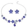 Floral Alloy Necklace Earring Set Women Elegant Wedding Party Jewelry Gold Tone Design