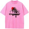 Men's Environmental Art Washed T-Shirt Cotton Vintage Bleached Tshirt Tops Casual Loose Bleach T shirt