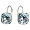 Silver Women's Square Earrings with Branded Crystals Anniversary Gift - Light Azore - 925 Silver