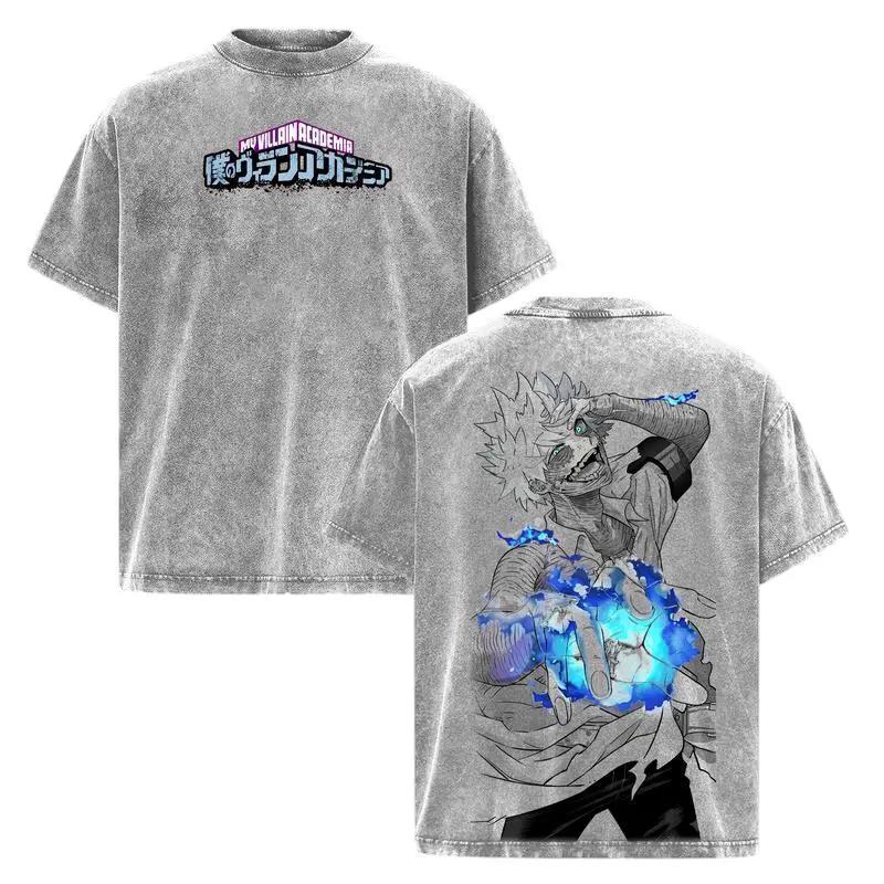 

Anime My Hero Academia Dabi Cool Print Tee Men Short Sleeve Clothing Washed Cotton T-shirt Retro Casual T Shirt Harajuku Tshirt XXL серый