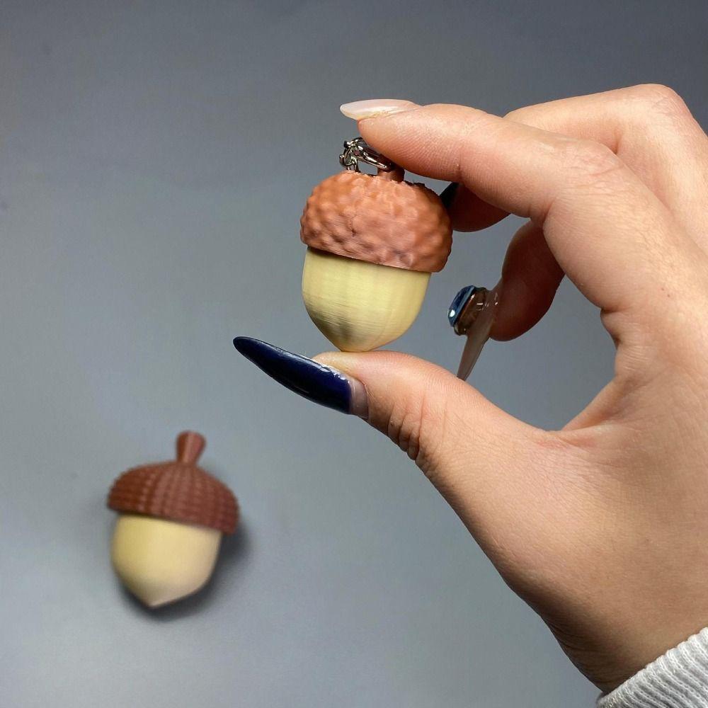 Portable Anxiety Relief Acorn Pop Fidget 3D Printing Smooth Surface Clicker Keychain Durable Silent Stress Relief Gift