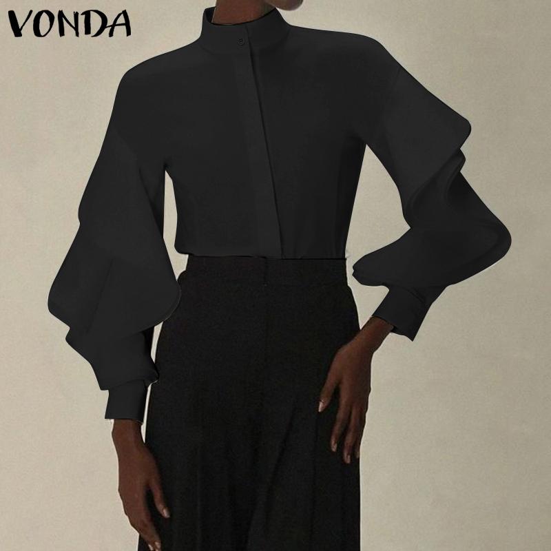 VONDA Женские винтажные блузки с длинным рукавом и воротником-стойкой
