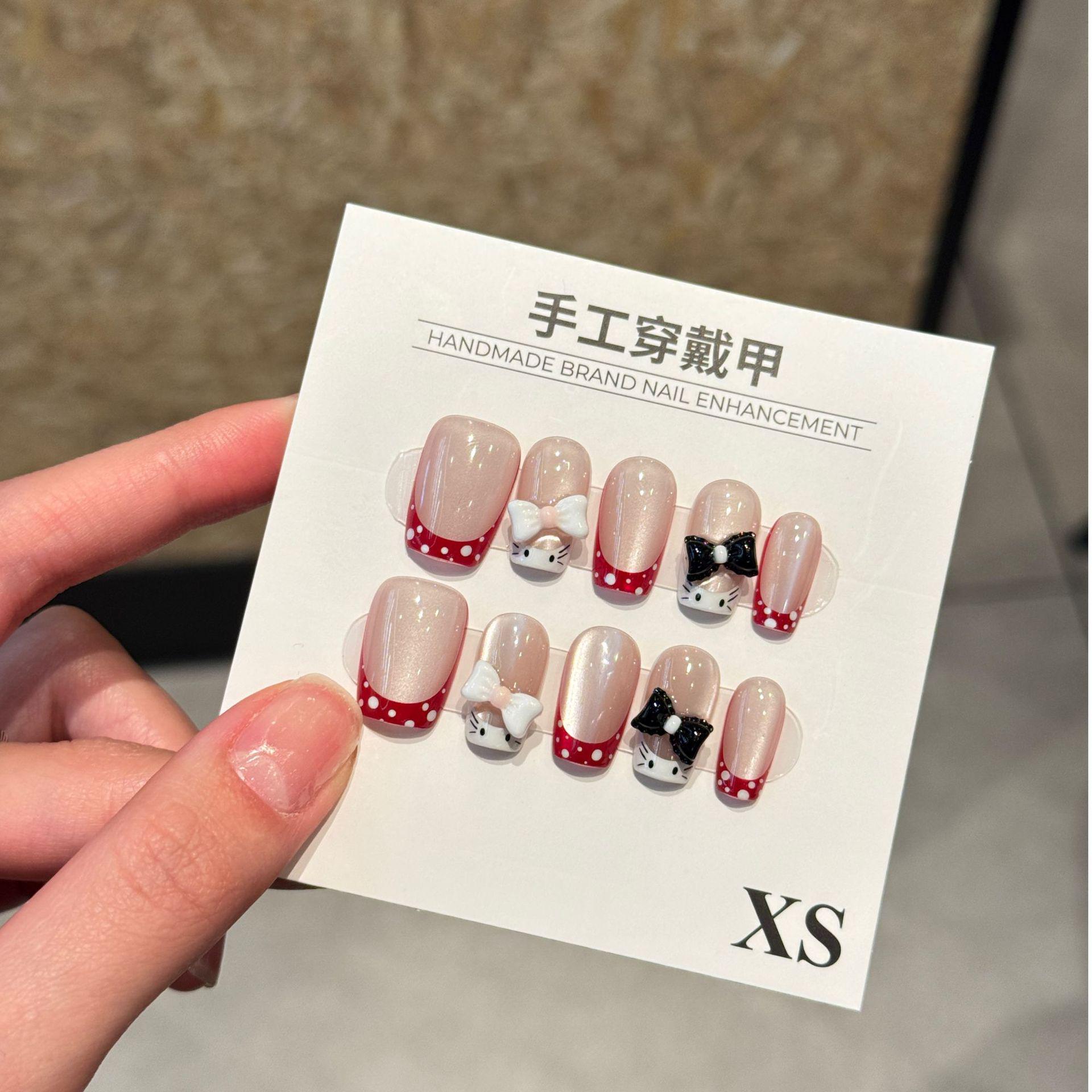 

Chunshan Cute French Bow Handmade Whitening Nails Medium