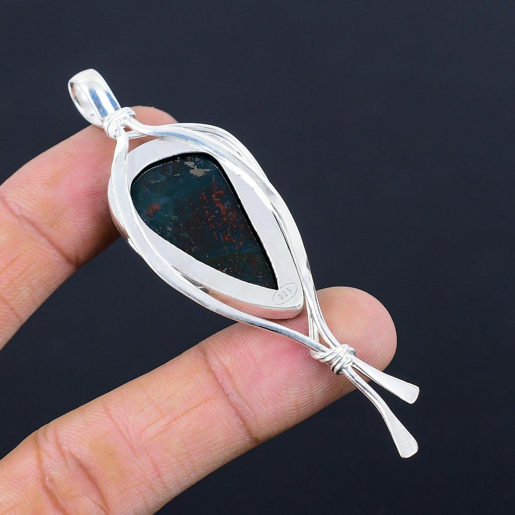 March Birth Bloodstone Stone Bezel Sister Engagement New Pendant Sterling Silver