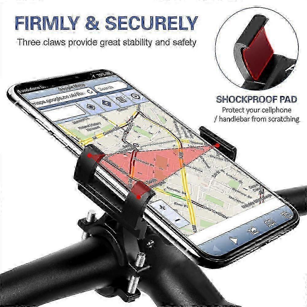 Bicycle Mobile Phone Mount Aluminium Motorcycle Scooter Handlebar Phone Holder for 3.0 - 6.8 Inches Smartphone Mount Bracket
