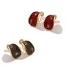 Chic Retro Red Geometric Earrings: Versatile Autumn/Winter Ear Clips for Non-Pierced Ears