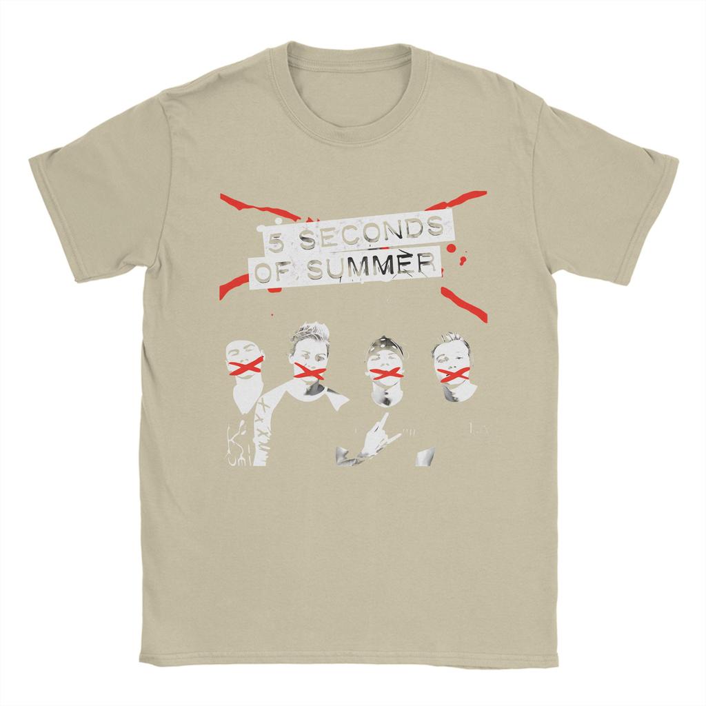 5 Seconds of Summer 5SOS T Shirts Men Cotton Humorous TShirt Round Collar  Tees Short Sleeve Clothes Plus Size