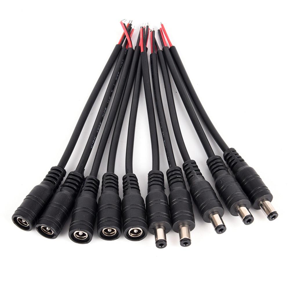 10 pairs 15cm 5.5x2.1mm DC connectors with locking buckle Female Male Plug