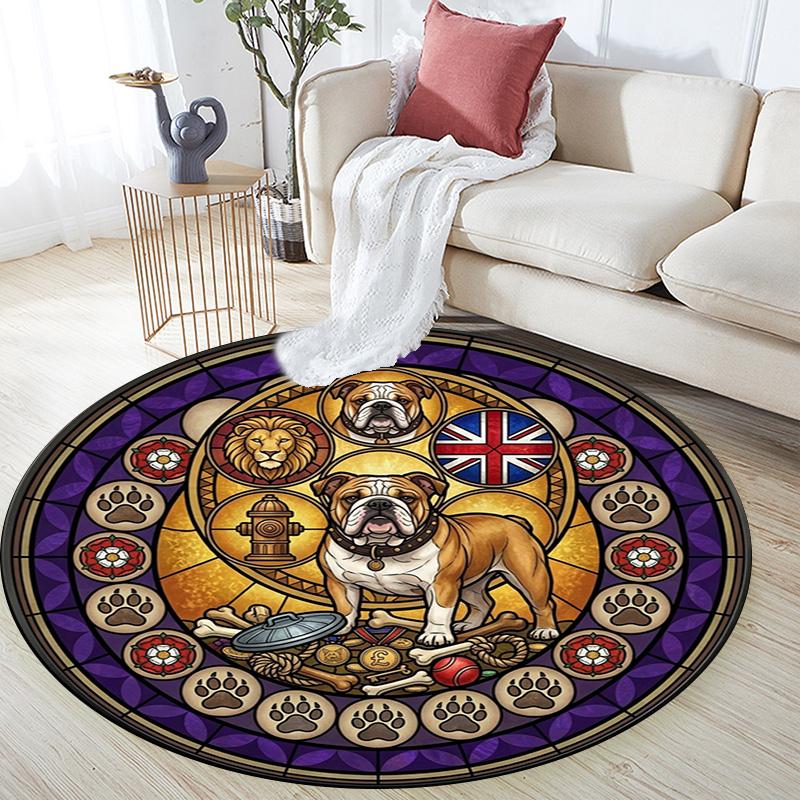 Bulldog Heritage Symbols Round Area Rug Under Office Chairs Bedroom Living Room Home Decor