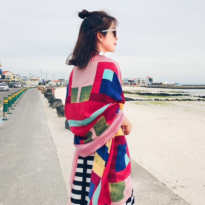 Fashions 90x180cm Twill Cotton Pareo Beach Cover-Ups Women Large Beach Dress Bikini Bathing Swimwear Cover Up Sarong Wrap Scarf