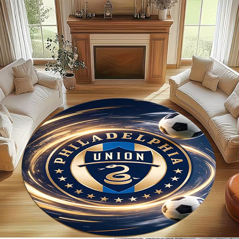Philips Sports Union Print Round Rug, Washable Floor Carpet, For Entryway Dorm Laundry Room Office Study, Home Decor Birthday Christmas Gift