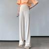 Maternity pants summer thin outer wear ice silk casual wide-leg pants do not restrain the stomach adjustable large size fat mm summer wear